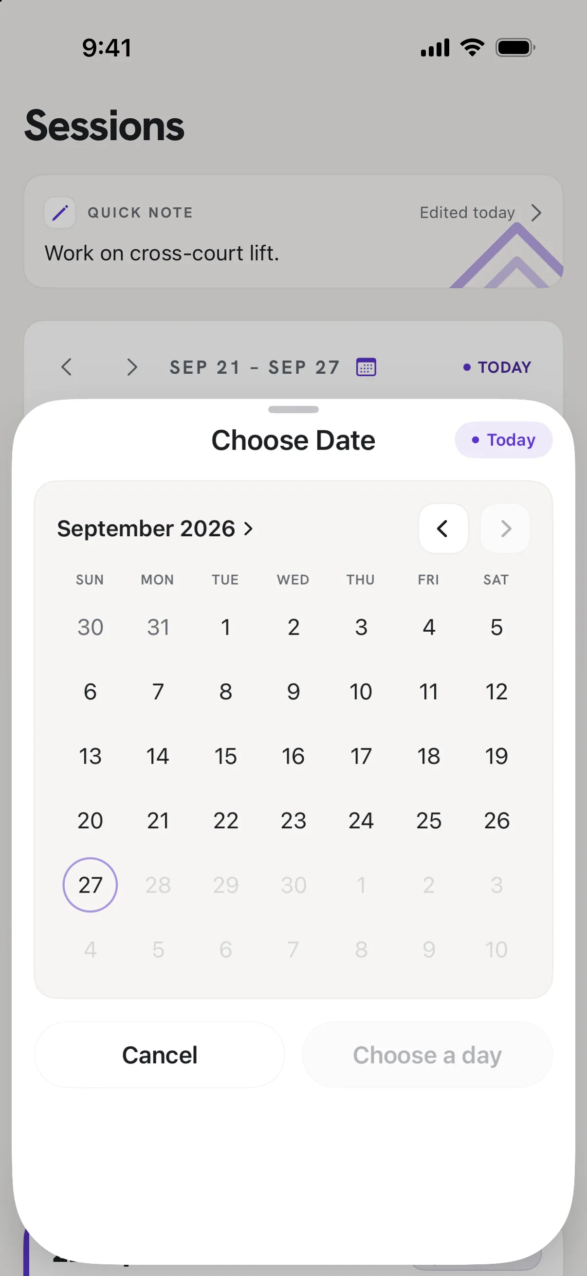 The Choose Date calendar for September 2026.